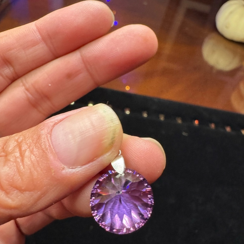 Purple Cubic Zirconia set in Sterling Silver Pendant